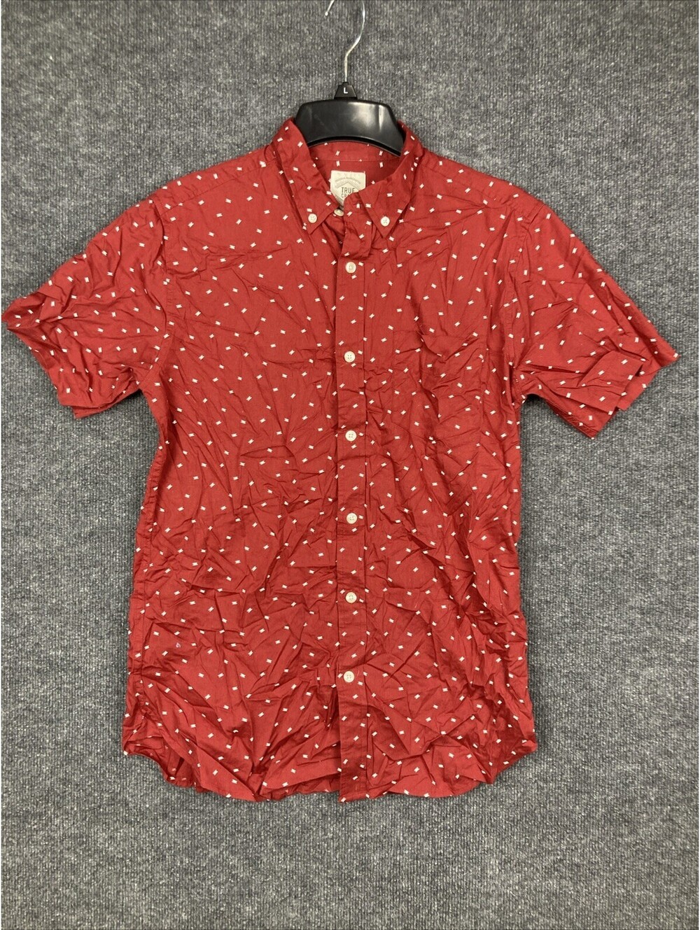True Craft Southern Design Mens Size Medium Maroon S/S Button Up Shirt EUC